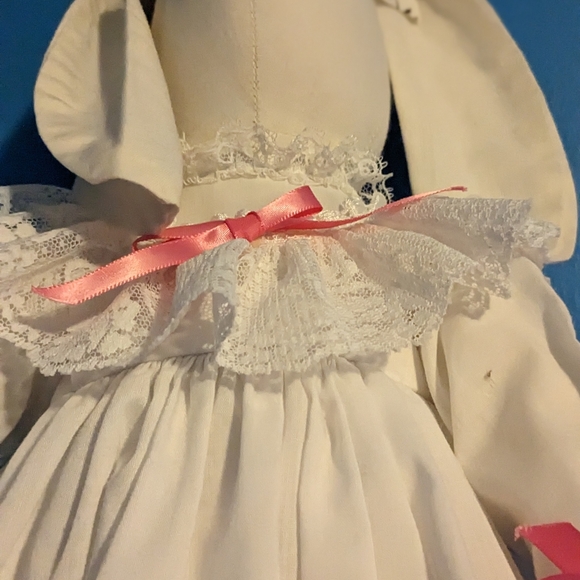 Rabbit vintage doll rabbit adorable with no face beautiful dress - Picture 4 of 10